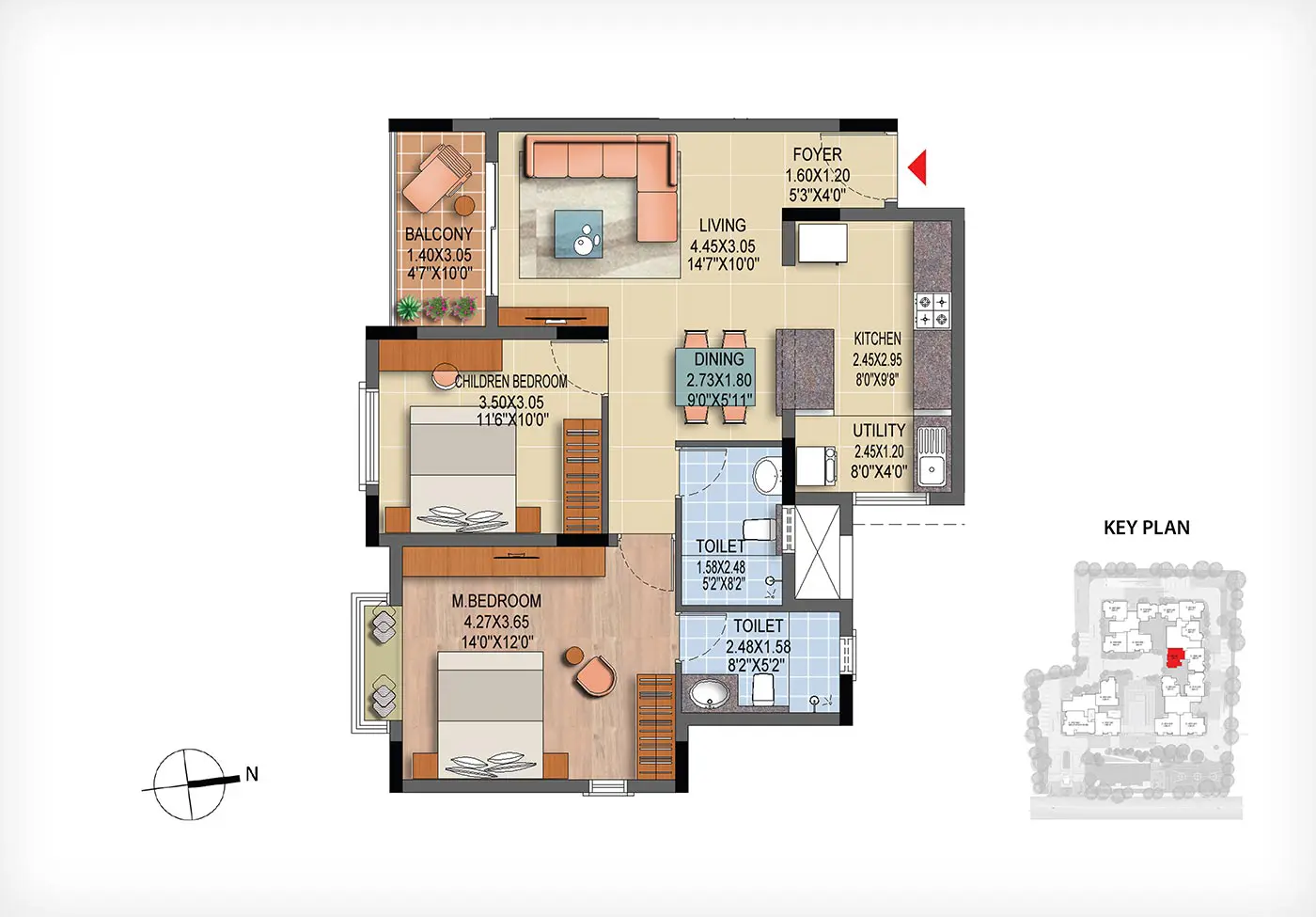 2 Bhk Unit Plan