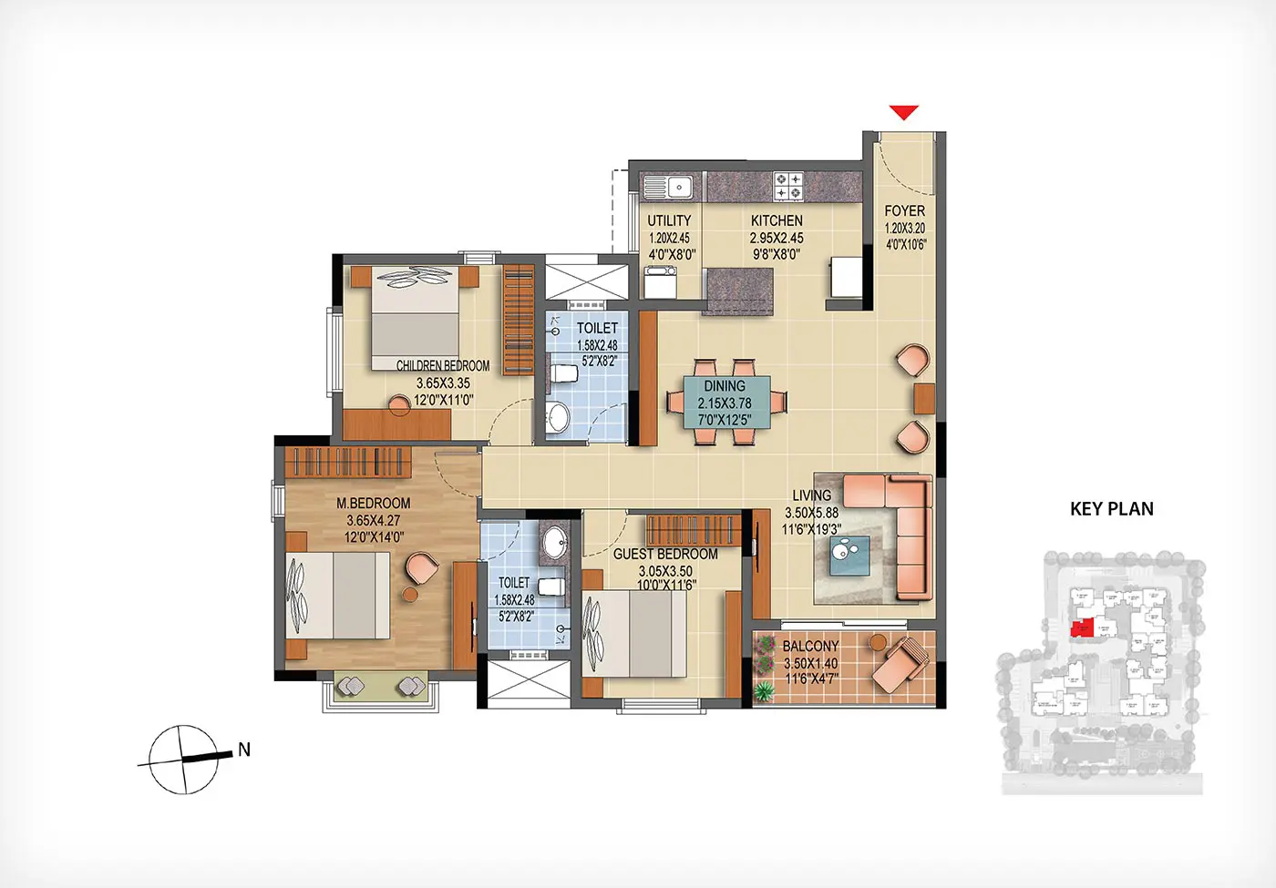 2A 3 Bhk Unit Plan