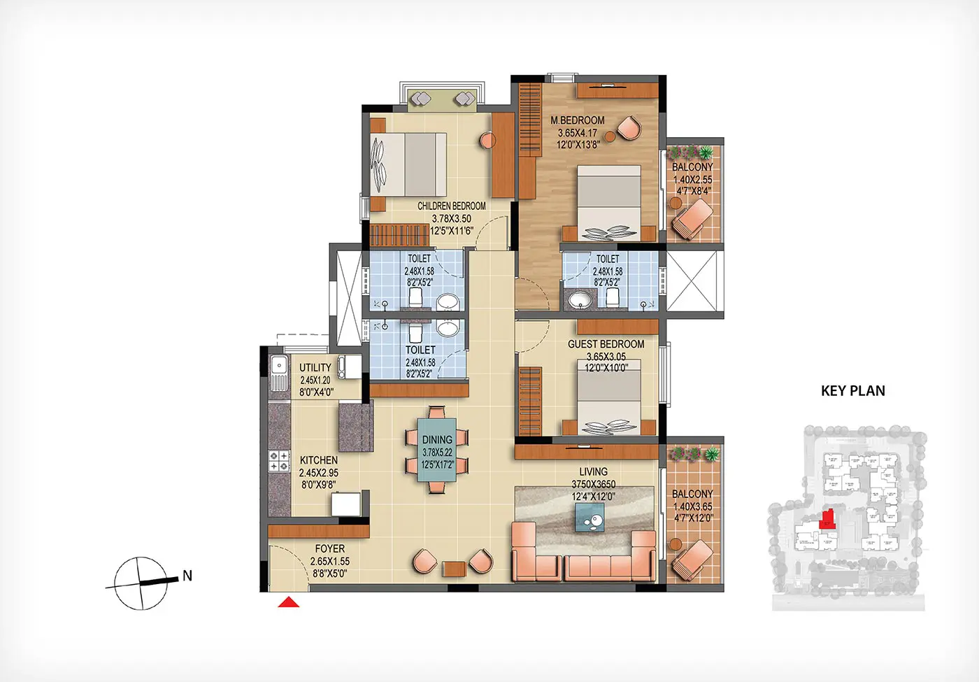 3A 3 Bhk Unit Plan